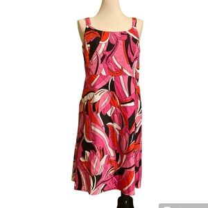 Dress multicolor, sleeveless, red, pink, paisley pattern